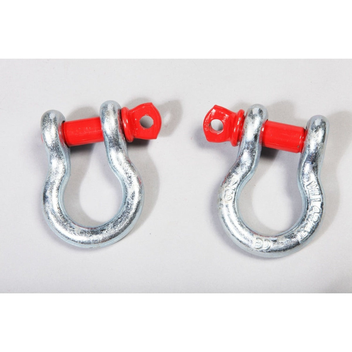 Rugged Ridge 11235.01 D-Ring Shackles; 3/4-Inch; Silver with Red pin; Steel; Pair