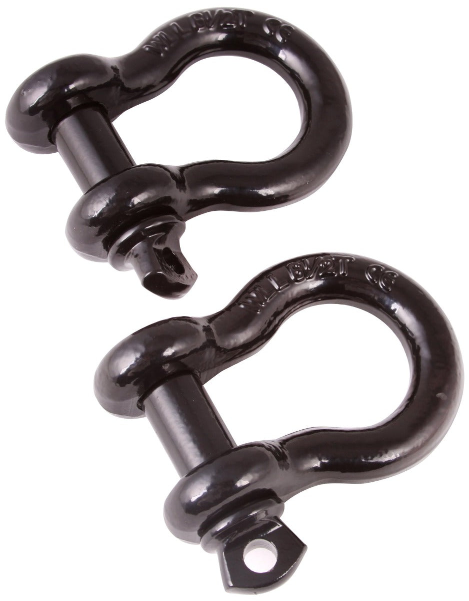 Rugged Ridge 11235.06 D-Ring Shackles; 7/8-Inch; Black; Steel; Pair