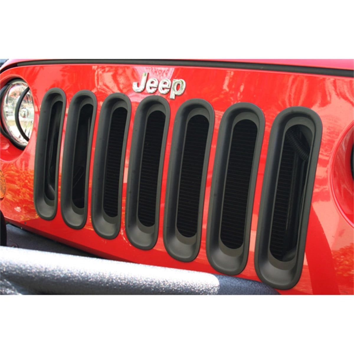 Rugged Ridge 11306.30 Grille Inserts; Black; 07-17 Jeep Wrangler JK