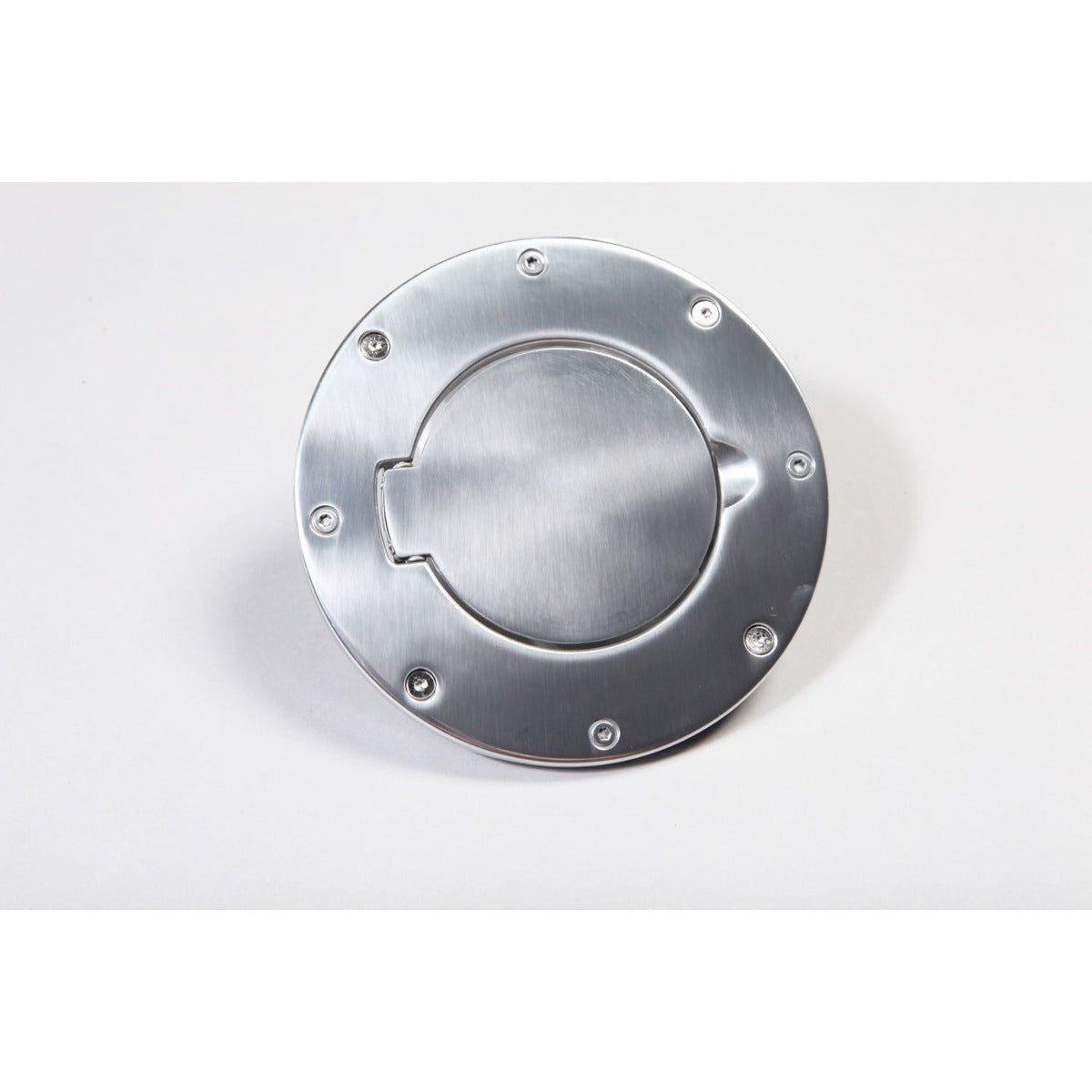 Rugged Ridge 11425.01 Non-Locking Gas Cap Door; Polished Aluminum; 97-06 Jeep Wrangler TJ