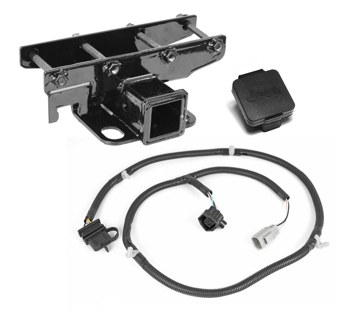Rugged Ridge 11580.52 Receiver Hitch Kit; Jeep Logo; 07-17 Jeep Wrangler JK