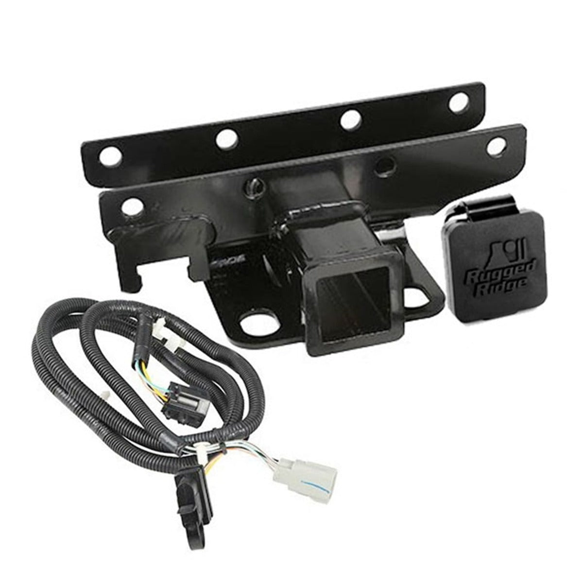 Rugged Ridge 11580.60 Receiver Hitch Kit; Wire Harness; Rugged Ridge Logo; 07-17 Wrangler