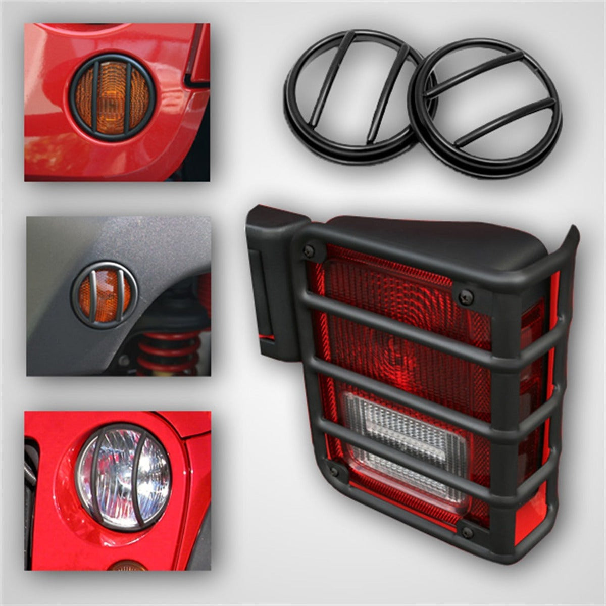 Rugged Ridge 12496.02 10 Piece Euro Guard Light Kit; Black; 07-17 Jeep Wrangler JK