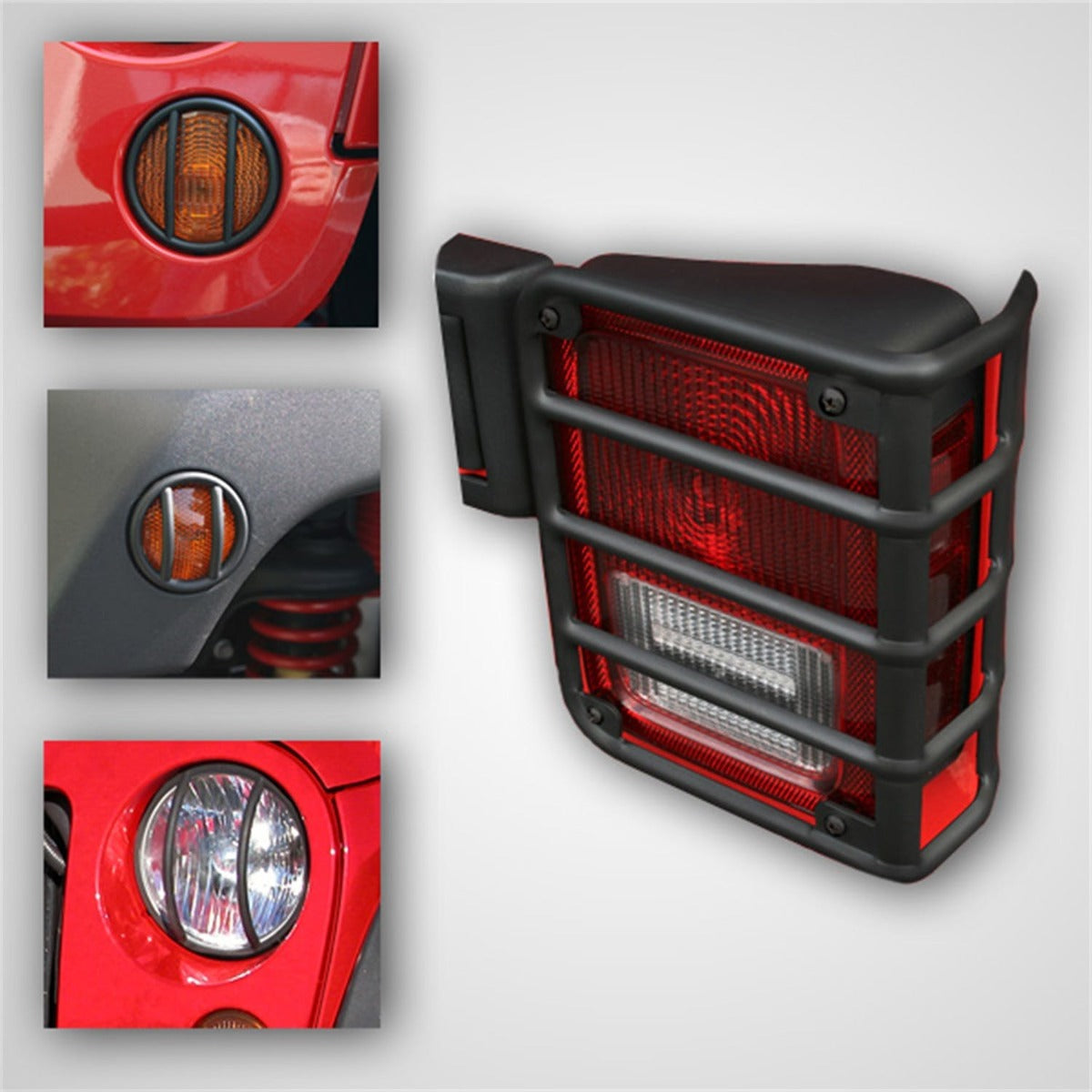 Rugged Ridge 12496.03 8 Piece Euro Guard Light Kit; Black; 07-17 Jeep Wrangler JK
