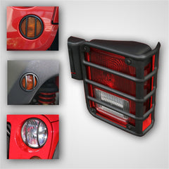 Rugged Ridge 12496.03 8 Piece Euro Guard Light Kit; Black; 07-17 Jeep Wrangler JK