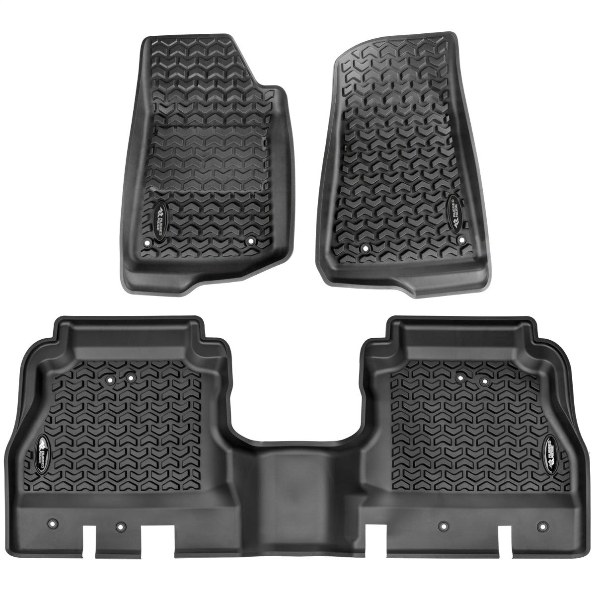 Rugged Ridge 12987.44 Floor Liner Kit, Front and Rear; Black