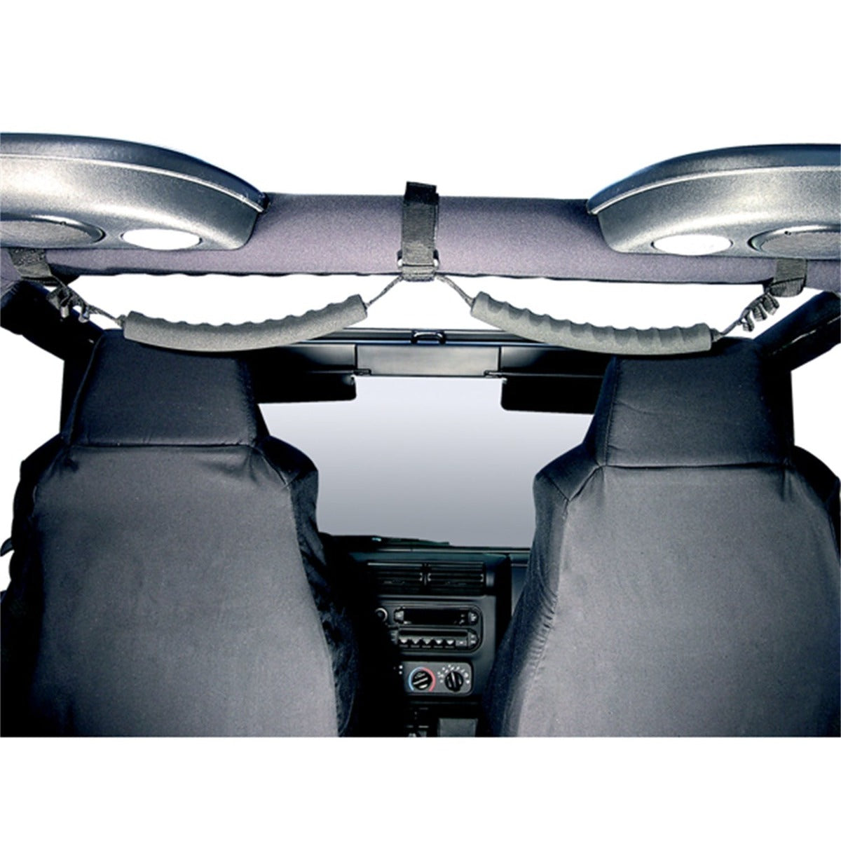Rugged Ridge 13305.05 Rear Dual Grab Strap; Black; 87-06 Jeep Wrangler YJ/TJ