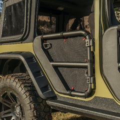 Rugged Ridge 13579.57 Fortis Tube Door Covers, Rear Set, Black