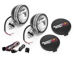 Rugged Ridge 15207.51 6 Inch Halogen Light Kit; Black Steel Housings; Pair
