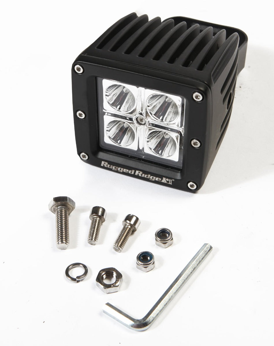 Rugged Ridge 15209.03 3 Inch Square LED Driving Light; 16 Watt; 840 Lumens