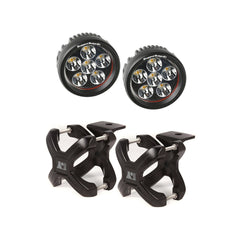Rugged Ridge 15210.05 X-Clamp and Round LED Light Kit; Large; Black; 2 Pieces