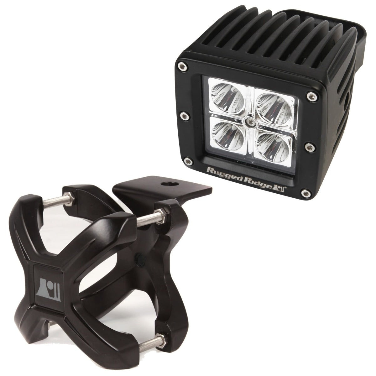 Rugged Ridge 15210.21 X-Clamp and Square LED Light Kit; Small; Black; 1 Piece