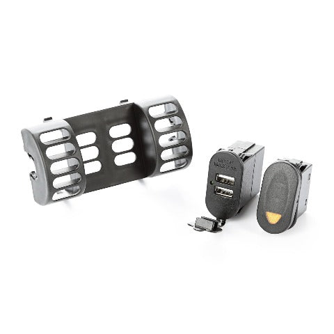 Rugged Ridge 17235.81 AC Vent Switch Pod; 1 Switch; Dual USB Connector; 97-06 Jeep TJ/LJ