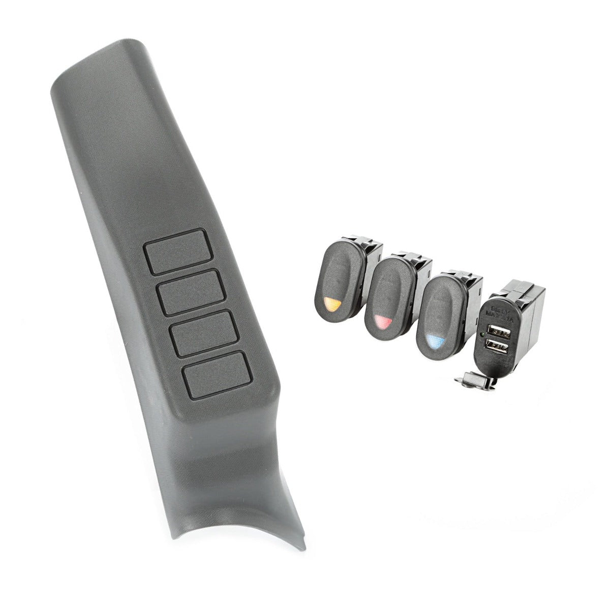Rugged Ridge 17235.88 A-Pillar Switch Pod; 3 Switch; Dual USB Connector; 07-10 Wrangler