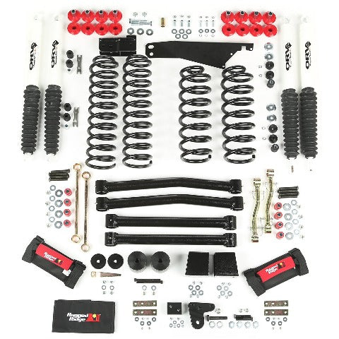 Rugged Ridge 18415.60 4 Inch Lift Kit with Shocks; 07-17 Jeep Wrangler JK
