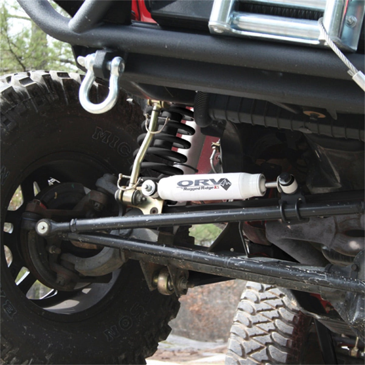 Rugged Ridge 18475.03 Steering Stabilizer; 07-17 Jeep Wrangler JK