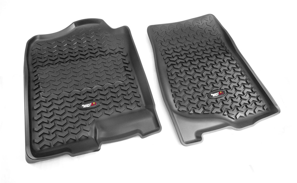 Rugged Ridge 82901.01 Floor Liners; Front; Black; 07-14 GM Fullsize Pickup/SUV