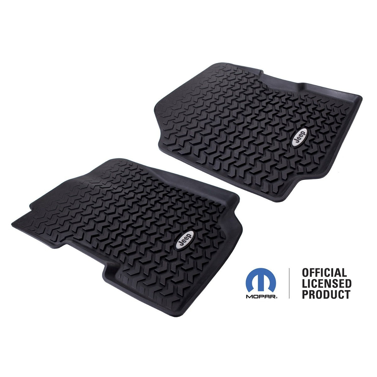 Rugged Ridge DMC-12920.22 Floor Liners; Front; Black; Jeep Logo; 76-95 Jeep CJ7/CJ8/Wrangler YJ