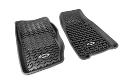 Rugged Ridge DMC-12920.25 Floor Liners; Front; Black; Jeep Logo; 84-01 Jeep Cherokee XJ