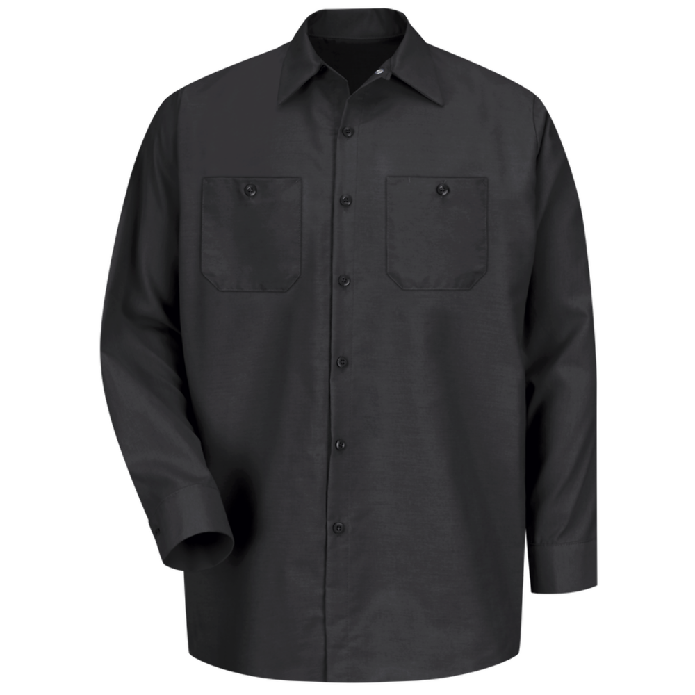 Red Kap Men's Long Sleeve Industrial Work Shirt Black Large SP14BK-RG-L