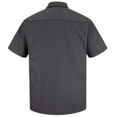 Red Kap Men's Short Sleeve Striped Work Shirt Charcoal w/ Blue / White Stripe Large SP20GI-SS-L