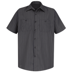 Red Kap Men's Short Sleeve Striped Work Shirt Charcoal w/ Blue / White Stripe Large SP20GI-SS-L