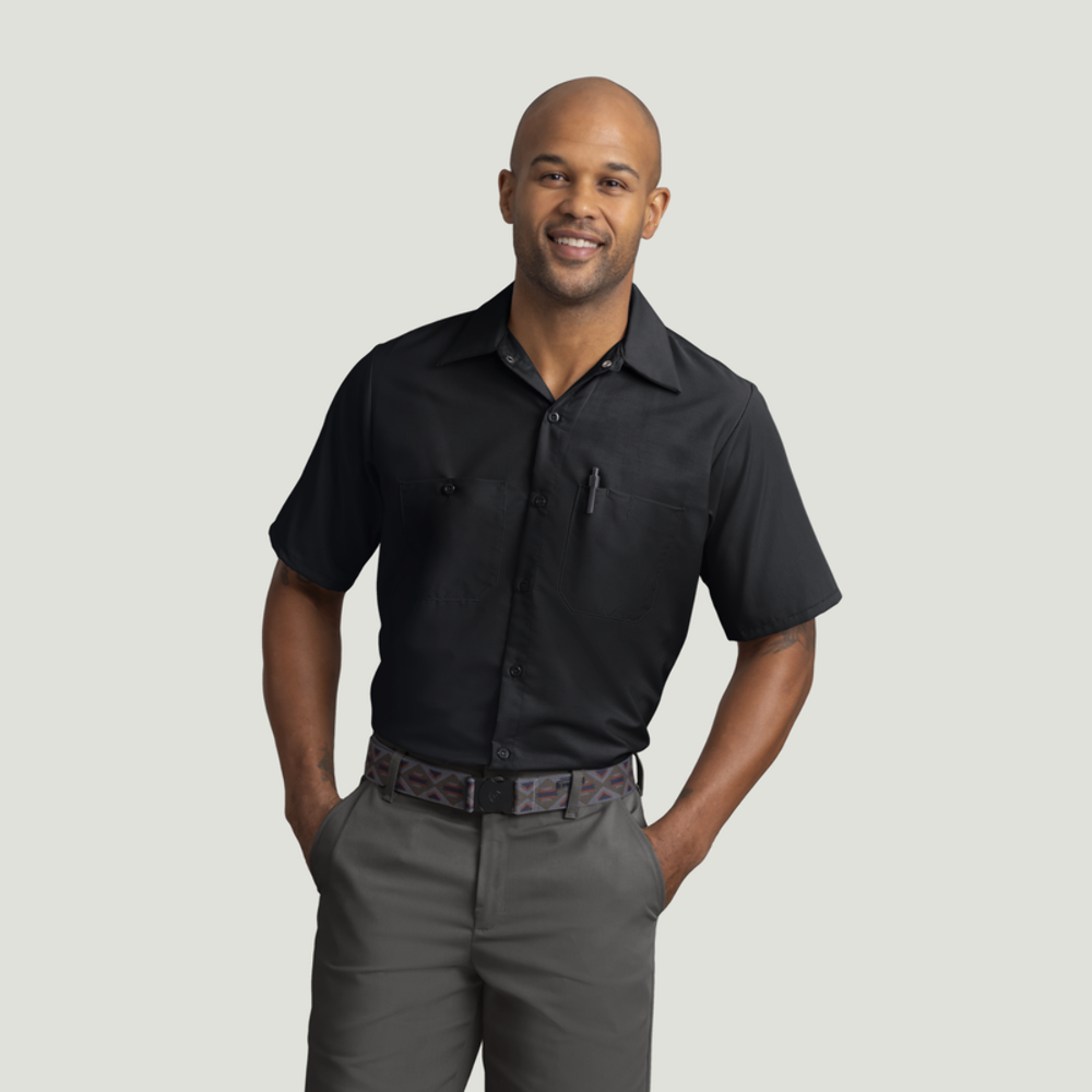Red Kap Men's Short Sleeve Industrial Work Shirt Black Medium SP24BK-SS-M