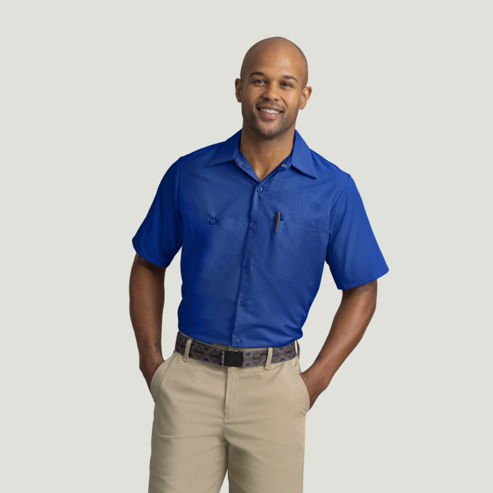 Red Kap Men's Short Sleeve Industrial Work Shirt Royal Blue Medium SP24RB-SS-M