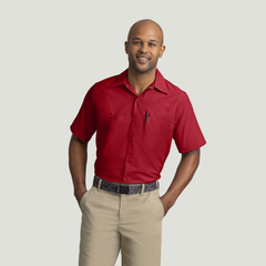 Red Kap Men's Short Sleeve Industrial Work Shirt Red Large SP24RD-SSL-L