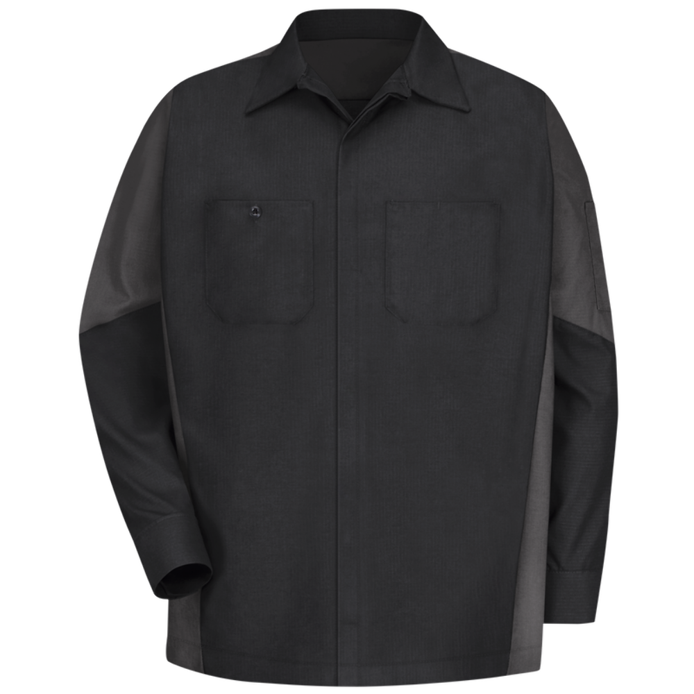 Red Kap Men's Long Sleeve Two-Tone Crew Shirt Black / Charcoal 5XL RKCSY10BC-RG-5XL
