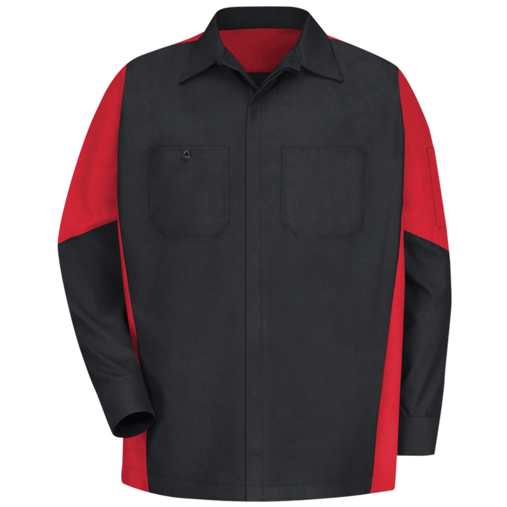 Red Kap Men's Long Sleeve Two-Tone Crew Shirt Black / Red Small SY10BR-RG-S
