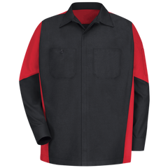 Red Kap Men's Long Sleeve Two-Tone Crew Shirt Black / Red Small SY10BR-RG-S