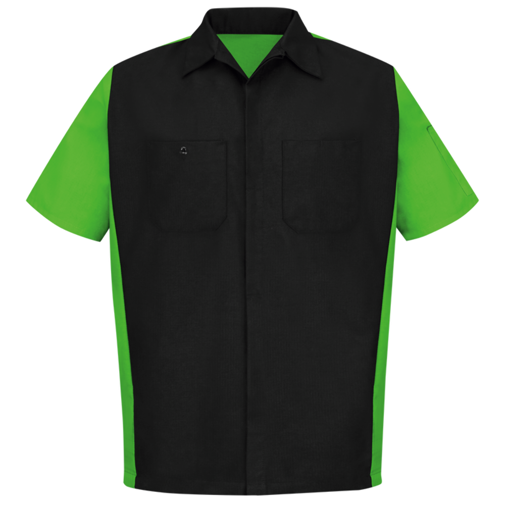 Red Kap Men's Short Sleeve Two-Tone Crew Shirt Black / Lime XXL SY20BL-SSL-XXL
