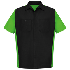 Red Kap Men's Short Sleeve Two-Tone Crew Shirt Black / Lime XXL SY20BL-SSL-XXL