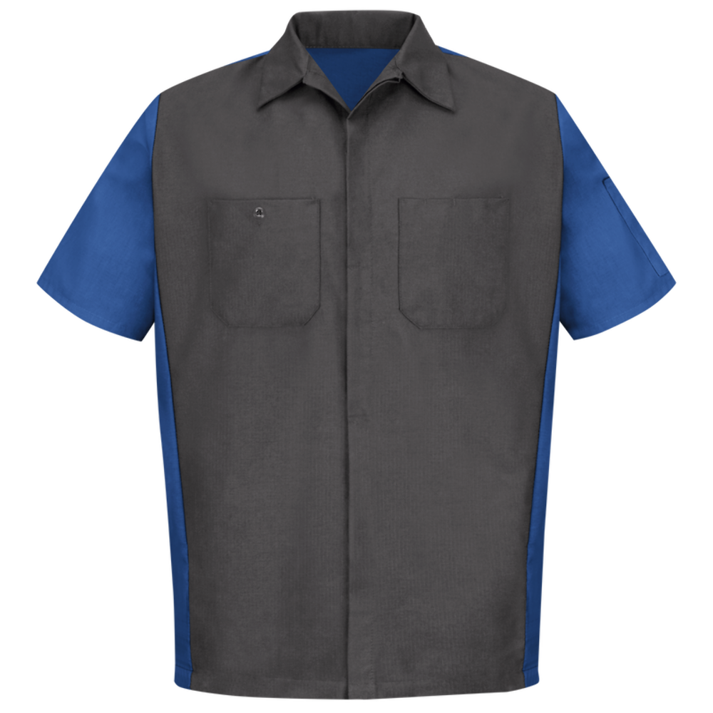 Red Kap Men's Short Sleeve Two-Tone Crew Shirt Charcoal / Royal Blue Medium RKCSY20CR-SS-M