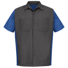 Red Kap Men's Short Sleeve Two-Tone Crew Shirt Charcoal / Royal Blue Medium RKCSY20CR-SS-M