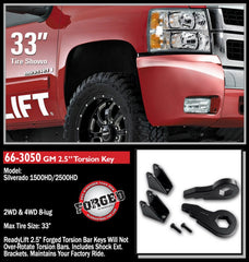 ReadyLIFT 66-3050 2.5" Front Suspension Leveling Kit (Forged Torsion Key)