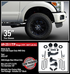 ReadyLIFT 69-2511TP 2.5" SST Lift Kit with 5" Rear Flat Blocks for 2 pc Drive Shaft without Shocks