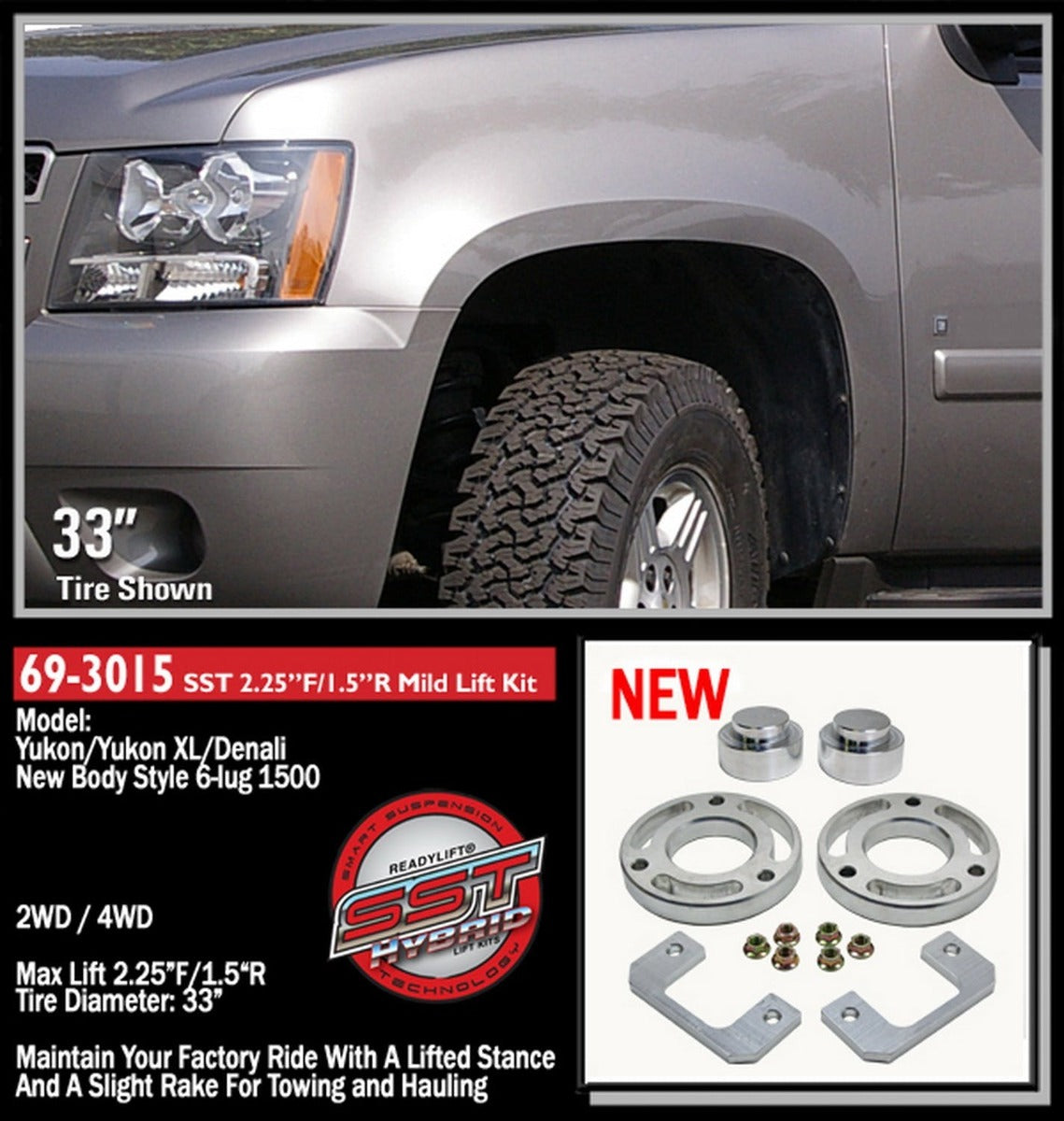 ReadyLIFT 69-3015 2.25" Front with 1.5" Rear SST Lift Kit