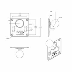 RAM 75x75mm VESA Plate with Ball - C-Size