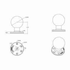 RAM Large Round Plate with 6-Hole Pattern and Ball - E-Size