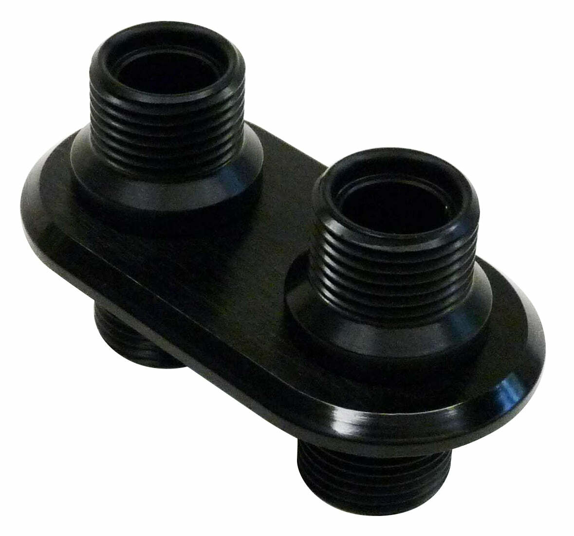 Racing Power Company R1004BK Aluminum firewall bulkhead black billet(2)port