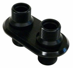 Racing Power Company R1004BK Aluminum firewall bulkhead black billet(2)port