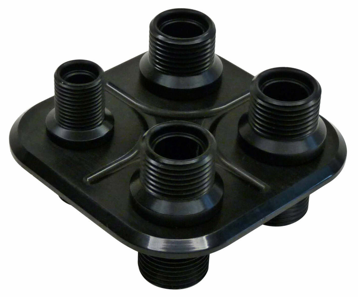 Racing Power Company R1005BK Aluminum firewall bulkhead black billet(4)port