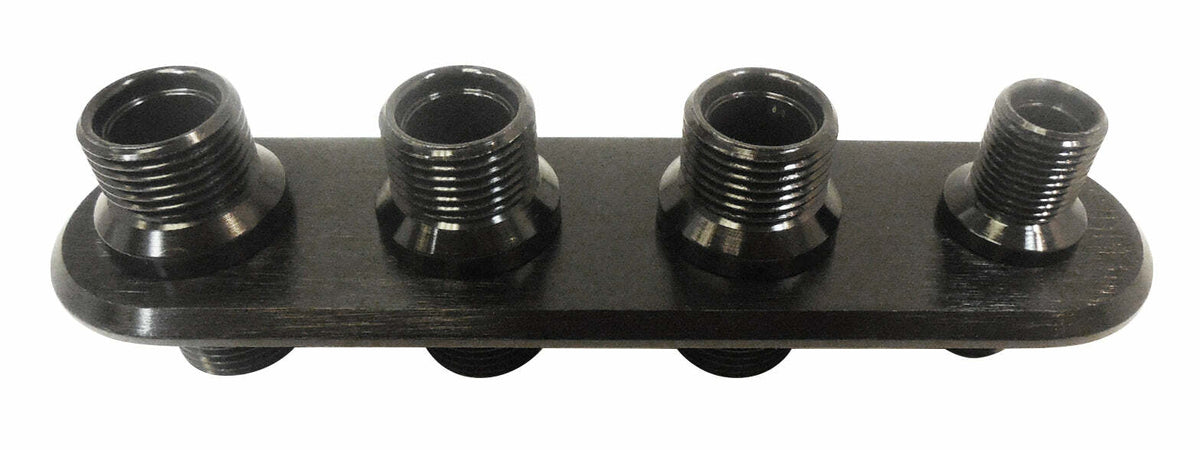 Racing Power Company R1007BK Aluminum firewall bulkhead/black (4)port