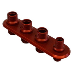 Racing Power Company R1007RED Aluminum firewall bulkhead/red (4) port