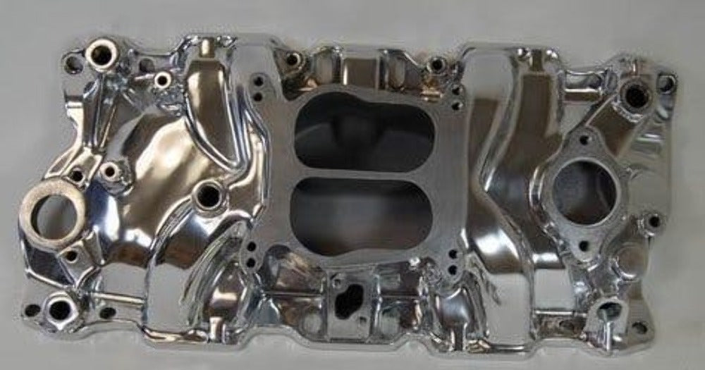 Racing Power Company R1102POL Polished alum sbc spread-bore intake manifold