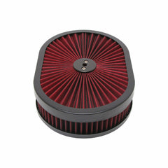 Racing Power Company R2215BK 12X2 inch Super Flow Air Cleaner Set-Red w/Black Steel Trim