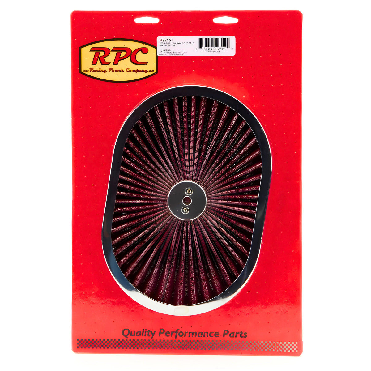 Racing Power Company R2215T 12 inch Super Flow Oval A/C Top Red W/Chrome Trim