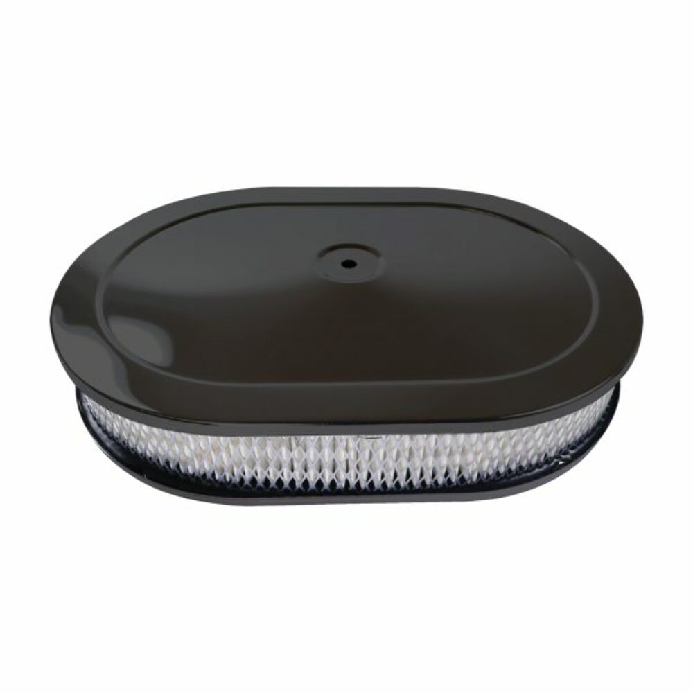 Racing Power Company R2220XBK 12 inch X 2 inch Oval Black Steel A/C Kit Washable Elem